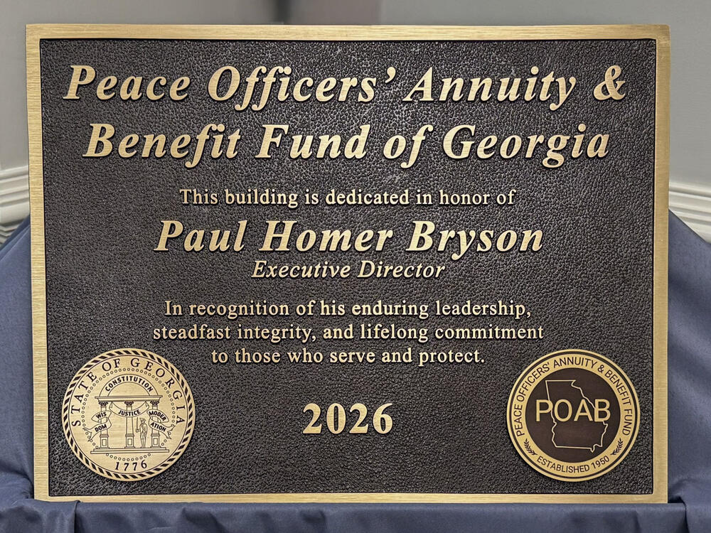 Plaque dedicating the POAB Headquarters
